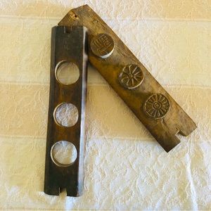 Antique Asian HandCarved Wood Mold Cookie Press Folk Art Primitive Kitchen Decor